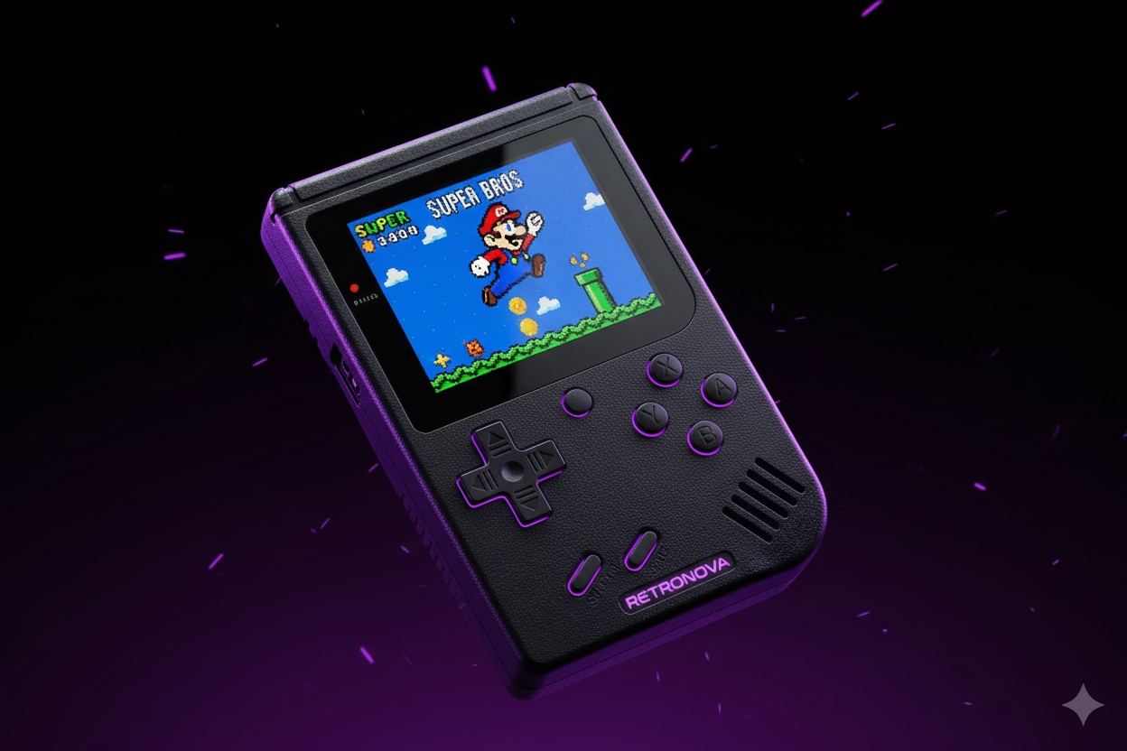 Console RetroNova avec Super Mario à l'écran